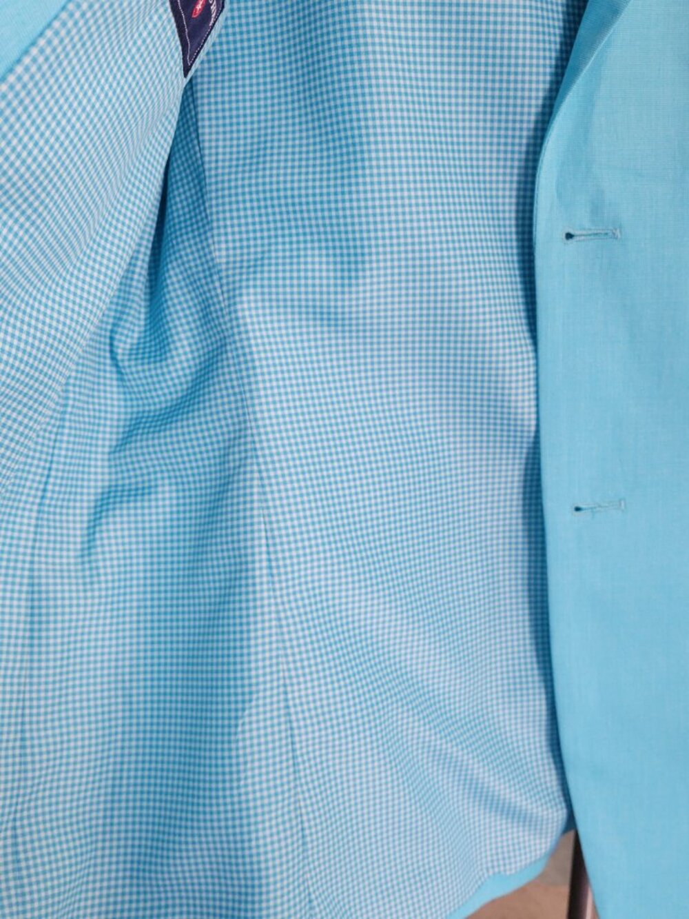 Saddlebred Men’s Solid Blue Robins Egg Cotton Blazer Jacket - Size 44 L - Picture 7 of 16
